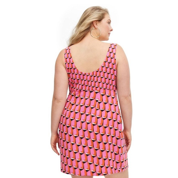 Diane von Furstenberg 90s Shift Pink Modern Geo Mini Dress DVF for Target - Picture 2 of 4